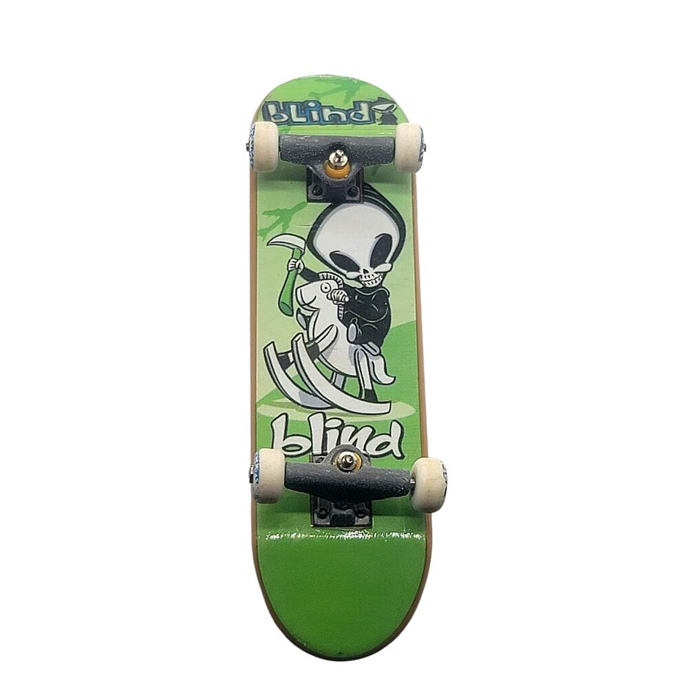 Vtg RARE Blind Tech Deck "Rocking Crazy Horse" Green Fingerboard Skateboard 96mm
